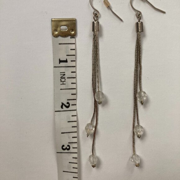 White Beaded Drop Earrings - Picture 2 of 2